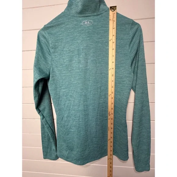 Under Armour Women's Teal Heathered Quarter Zip Long Sleeve Athletic Top SM - Picture 6 of 7